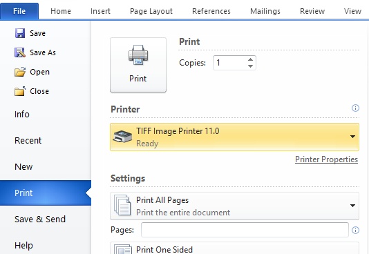 tiff printer utility